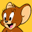 Pixelated cartoon mouse head with brown fur, large ears, and pink tongue against solid yellow background.