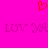 A static image with a bright pink background featuring a red pixelated heart at the top and repeated 'LUV YA' text below in purple.