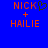 Blue background with orange text reading 'NICK + HAILIE' and a black heart symbol replacing the 'O' in NICK on the left side.
