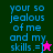 Pixelated text on four colored backgrounds with a star symbol changing color between frames.