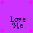 Purple background with pink starbursts and four identical 'Love Me' text icons arranged in a
