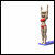 Animated sequence of a stylized figure in red bikini performing diving motions on a blue springboard against white background.