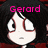 Pixelated character face with large eyes and pink text reading 'Gerard' above, set against dark background.