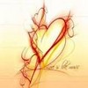 A static icon featuring a large central heart shape with smaller hearts and abstract swirls in warm yellow and red tones against a light gradient background.