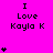 Bright pink background displays repeated 'I Love Kayla K' text with varying heart counts per frame.