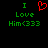 Green text and red heart symbol on black background with two identical static frames side-by-side.