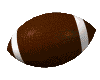 Six brown footballs with white stripes on a gray background, some showing laces, others with partial text on the surface.
