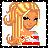 Pixel art contact sheet showing three frames of an animated AIM buddy icon featuring a blonde cartoon character and text-based animations.