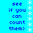 Blue background with white star-like symbols and repeated blue text reading "see if you can count them>" in pixelated font.