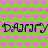 Green background with pink heart pattern, two of 'DAIRY DAIRY' text in dark blue pixelated font, alternating between pink and beige heart