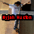 A split-screen image shows a pixelated person with arms raised on the left and a red circular emblem with white text on the right.