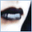A 4-frame animated contact sheet showing a close-up of lips with dark lipstick and teeth, overlaid with pixelated pink text that changes position across frames.