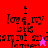 A four- of pixelated text on solid backgrounds with a single star symbol in one