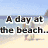 A beach scene with text overlays arranged in a , showing partial phrases about spending time at the beach together