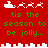 Red background with green text and white pixel art of Santa's sleigh and reindeer, repeating in two with slight animation changes