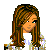 Pixel art contact sheet showing three frames of an animated icon featuring a cartoon girl with long brown hair, white shirt, and blue shorts sitting on wooden chairs with text "born to be a star" below.