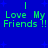 Blue background with small blue stars, green text reading "Love My Friends !!" repeated twice horizontally and vertically in a pattern
