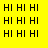 Yellow background with black text repeating 'HI' in a 3x3 grid pattern.