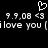 Pixelated black-and-white image with a heart symbol above repeating text reading "9.9.08 <3 i love you (i love you (".