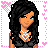 A 5x5 contact sheet of pixel art frames showing a female character with long black hair, blue eyes, and a heart-shaped necklace in various poses against a pink heart-patterned background with "shawnity" text.