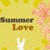 A static pixelated image with a yellow background featuring pink floral elements and text reading 'Summer Love' in brown lettering.