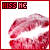 A 3x3 contact sheet of seven animated frames showing a pair of red lips with the text "KISS ME" in pixelated font at the top left, each frame displaying slight variations in lip shape and texture.