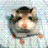 Animated sequence of a small rodent with light brown and white fur, dark eyes, and pink nose in three distinct poses against varied backgrounds.