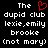 Black background with white pixelated text reading 'The dupid club lexie,emily brooke (not mary)' and a red heart symbol above the word 'The'.