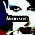 Four- with stylized character face, person covering mouth, purple heart over 'love!' text, and red background with partial URL