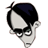 Four pixelated cartoon head views with dark blue hair, black sideburns, and glasses showing different facial expressions against a gray background.
