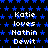Static pixel art displays 'Katie loves Nathan DeWit' text over blue star pattern on black background with gray rectangle in bottom-right corner.