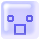 Four square display a pixelated face with blue shapes on a light purple background; eyes change from squares to plus signs while mouth alternates between square and horizontal bar