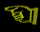 Yellow hand icon in multiple poses and orientations on black background, transitioning from curled to extended finger positions.