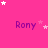A bright pink background with multiple instances of the name 'Rony' in purple text, surrounded by white and light pink stars.
