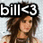 A four- shows a woman with long dark hair in different poses and expressions, with text "bill<3" in the top-left