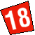 Red triangular shape with black outline containing white '18' numerals on a white background.