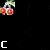 Pixelated cherry cluster icons with green stems and leaves, arranged in a pattern on black background with scattered white text fragments