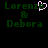 Green pixelated text 'Lorenzo & Debora' with a pink heart symbol replacing the ampersand in one version, displayed on black background.