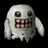 Pixelated ghost-like character with wide eyes and blood-stained teeth on left, next to "Anime IM" text and stylized "COM" logo on right against black background.