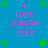 Pixelated blue background with green heart icons and pink text reading "I LOVE JORDAN (333)" arranged in a pattern