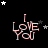 Black background with pink 'I LOVE YOU' text and scattered white and gray stars in a
