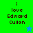 Green and blue pixelated background with text 'i love Edward Cullen' and a star icon changing color from blue to green.