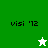 Green and white pixelated icon with 'visi '72' text, featuring a white star on green background in top-left view and green star on white background in bottom-left view.