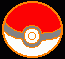 Red and white spherical object with gray band, transitioning from scattered blue dots to visible text on the lower half.
