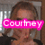 A four- shows a person with light brown hair in various poses, with pink text overlays displaying 'Courtney', '5-30-08', and repeated '3's