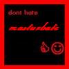 Red-bordered square with dark background containing pixelated text and two small icons: a flame and a smiley face.