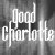 A 4-frame animated contact sheet showing the text 'Good Charlotte' in white stylized font against a gray background with black transparency holes, each frame displaying different hole positions.