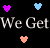 Pixelated text and heart symbols on a black background with colored letters forming 'We Get To Go On A CRUIS E!' across multiple