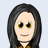 Pixelated cartoon-style icon of a person with long dark hair, light skin tone, brown eyes, and a neutral expression wearing an orange-brown top against a plain background.