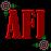 A static buddy icon featuring large red 3D block letters "AFI" on a dark background with green and purple pixelated accents.